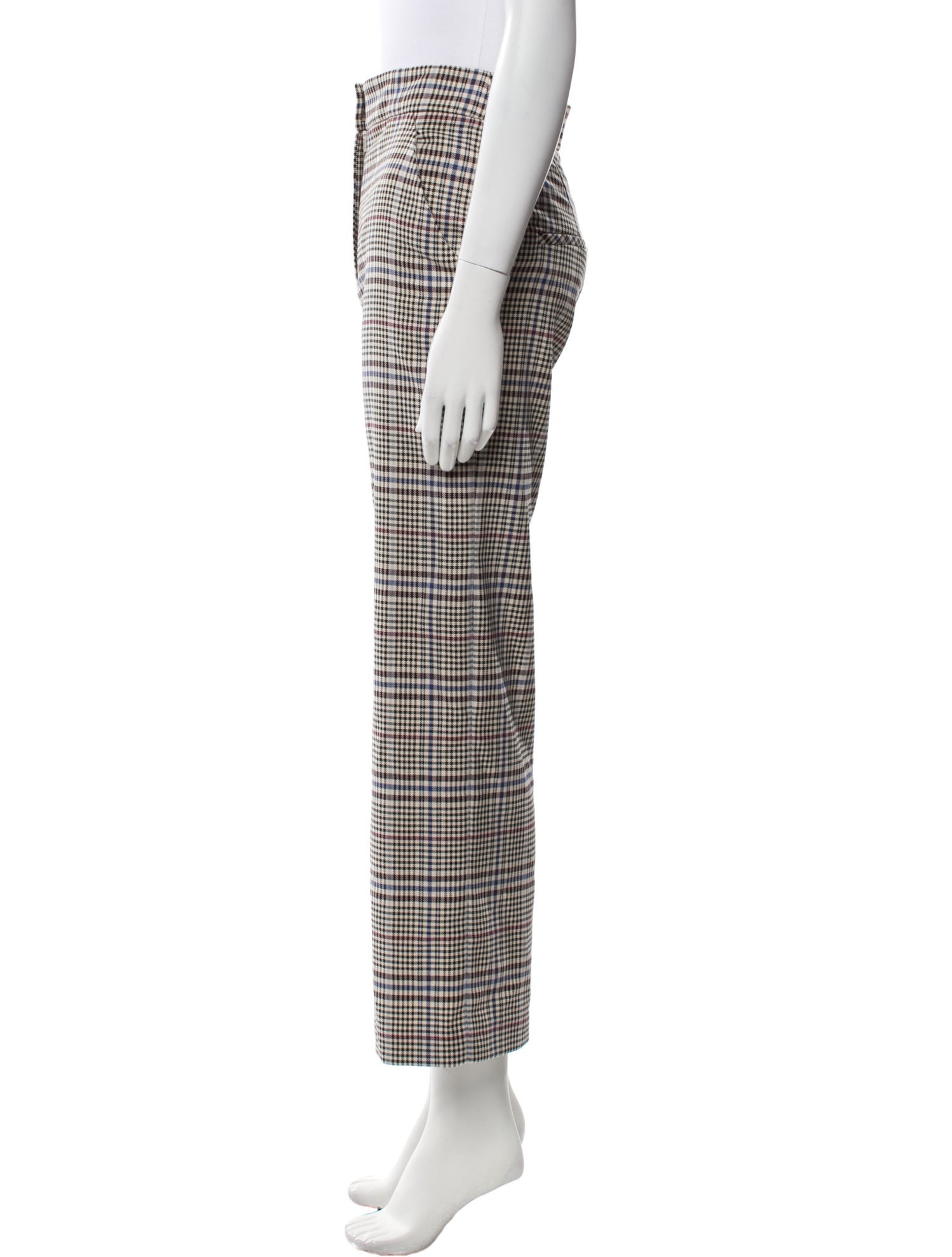 Veronica Beard Plaid Print Wide Leg Pants
