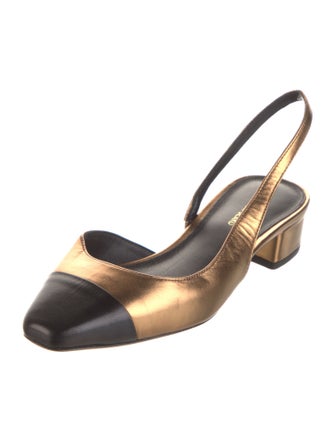 Veronica Beard Leather Colorblock Pattern Slingback Pumps