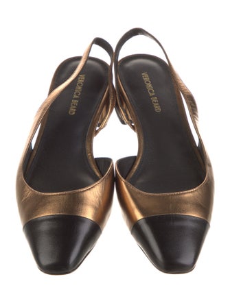 Veronica Beard Leather Colorblock Pattern Slingback Pumps