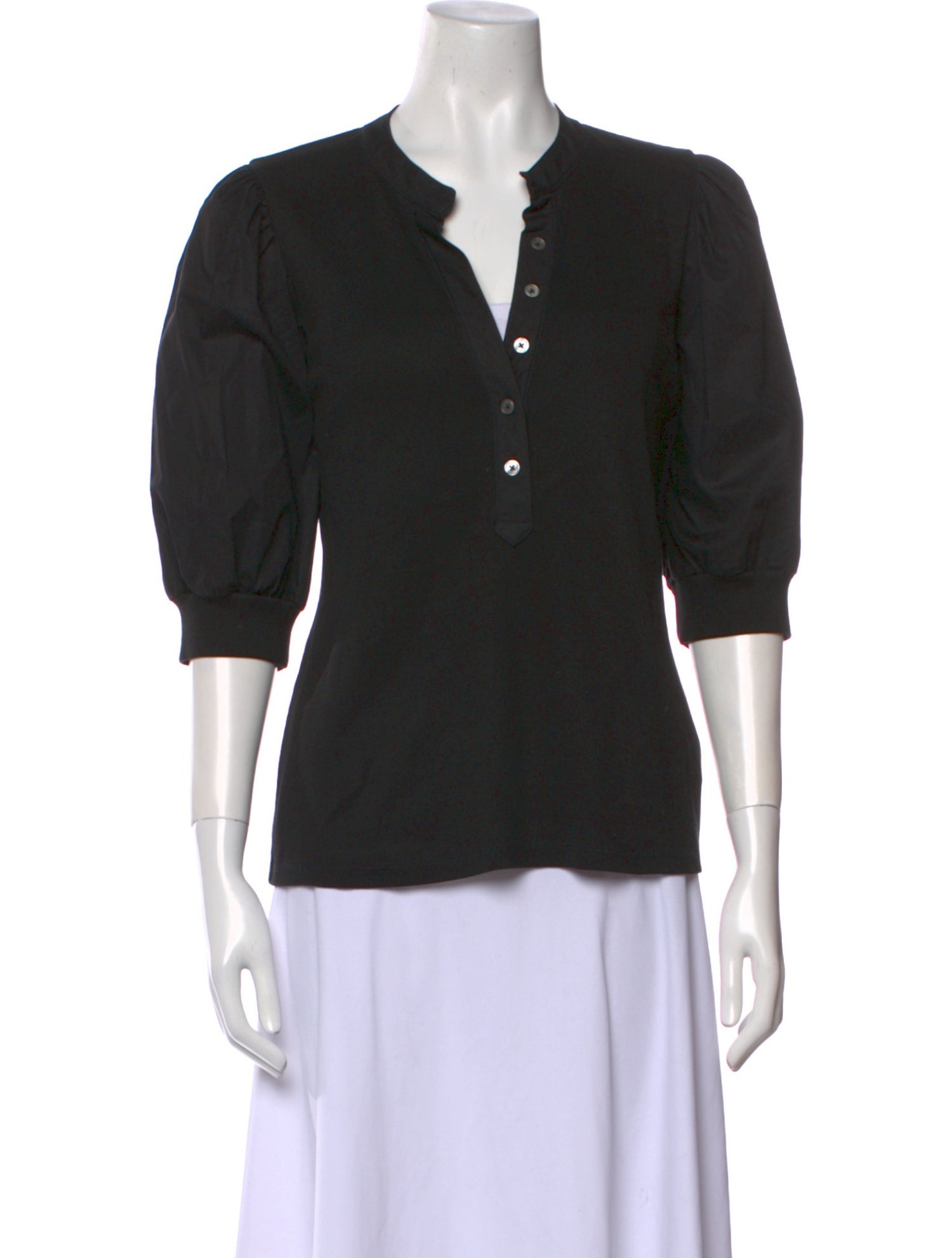 Veronica Beard V-Neck Three-Quarter Sleeve Polo