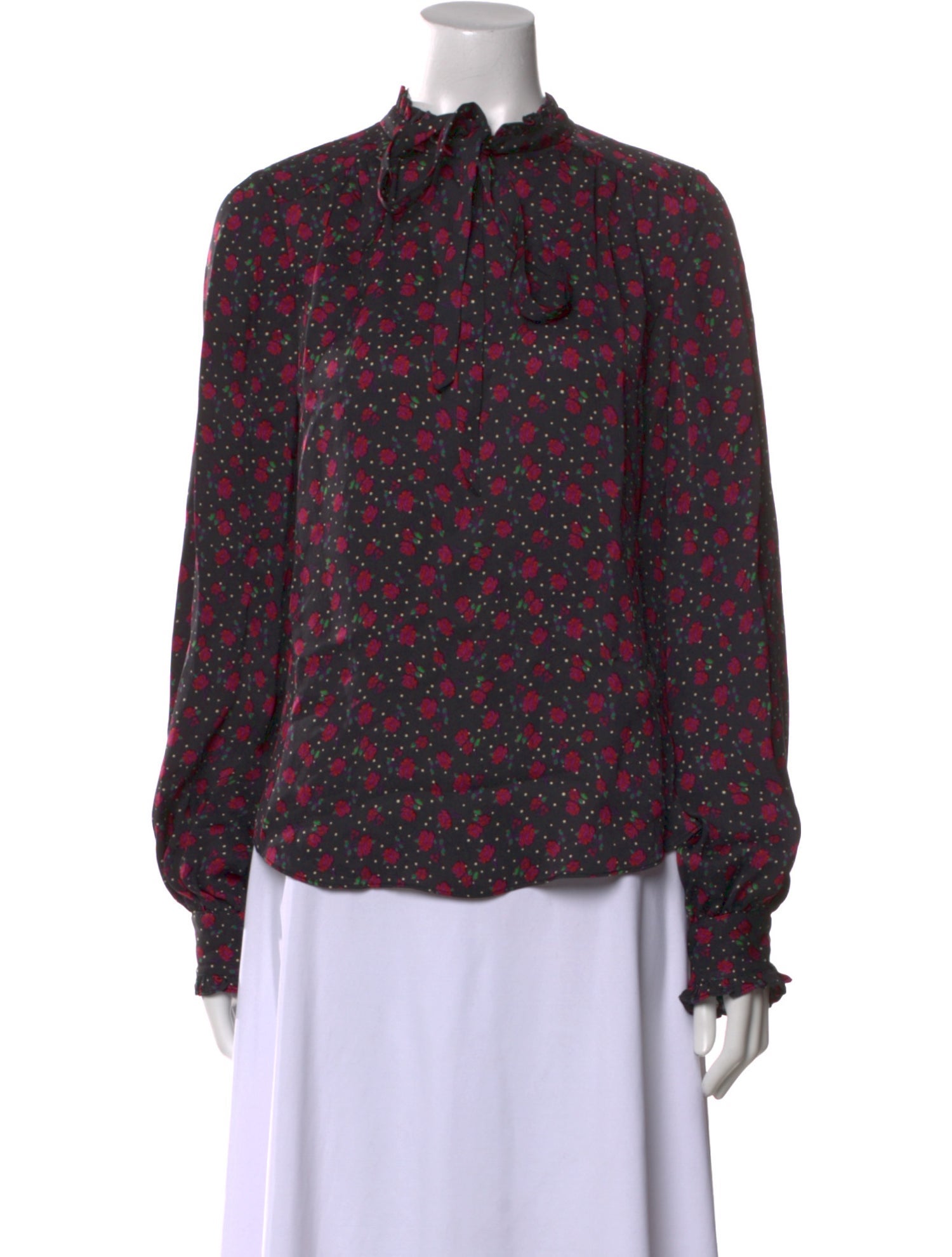 Veronica Beard Floral Print Mock Neck Blouse