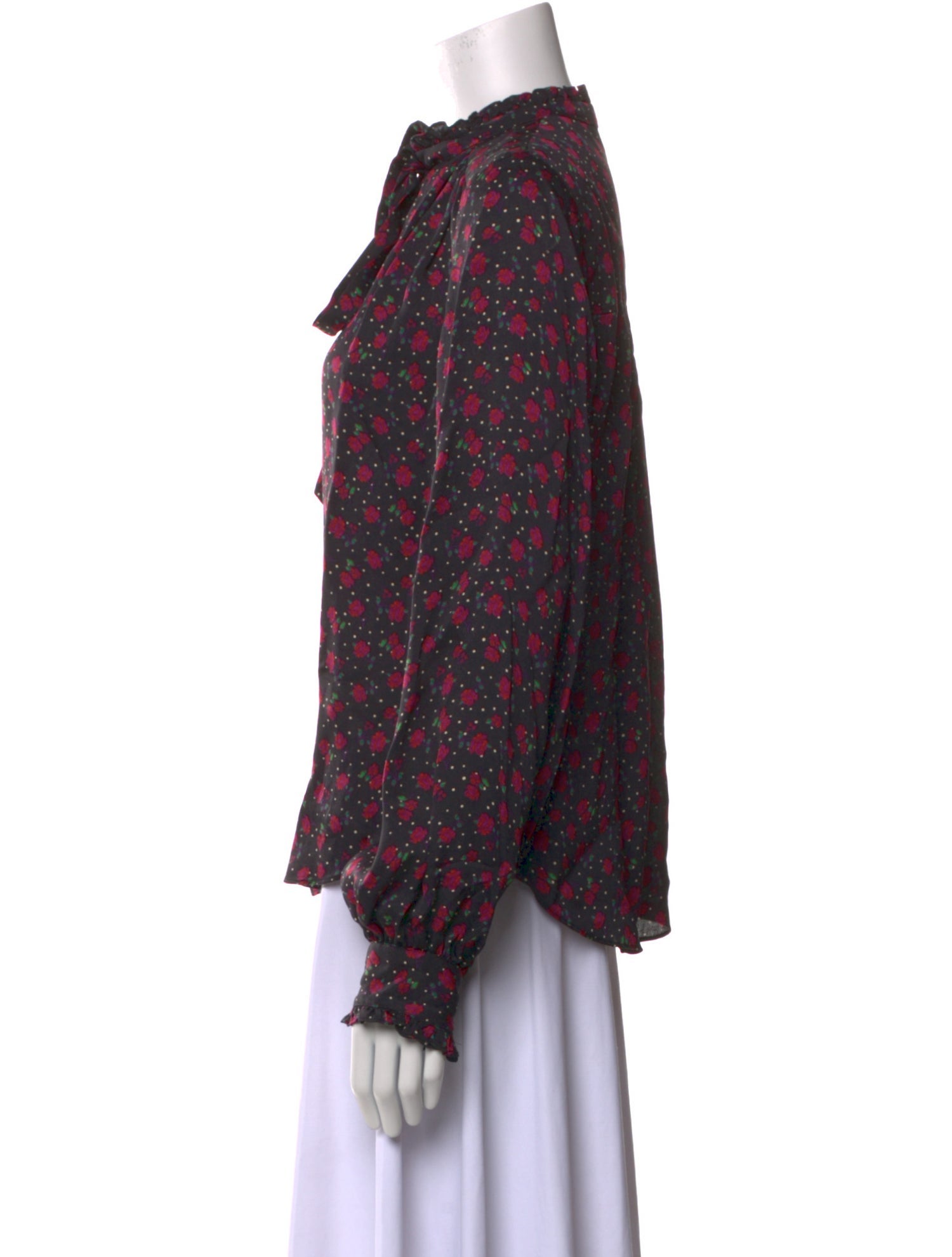 Veronica Beard Floral Print Mock Neck Blouse