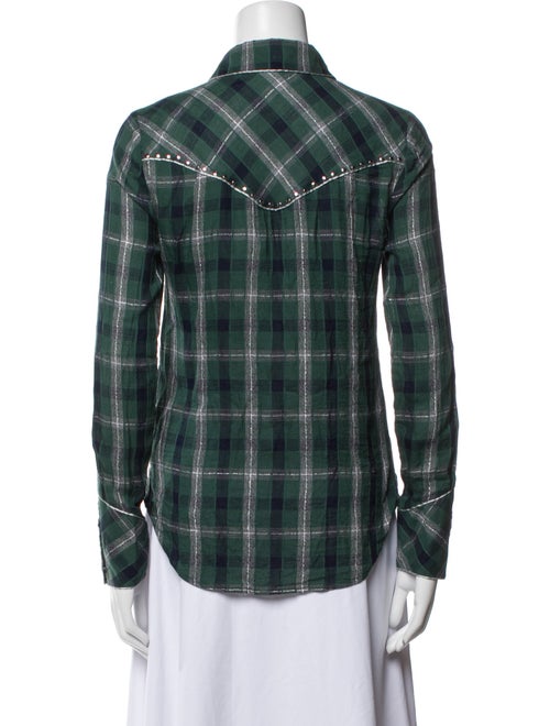 Veronica Beard Plaid Print Long Sleeve Button-Up Top