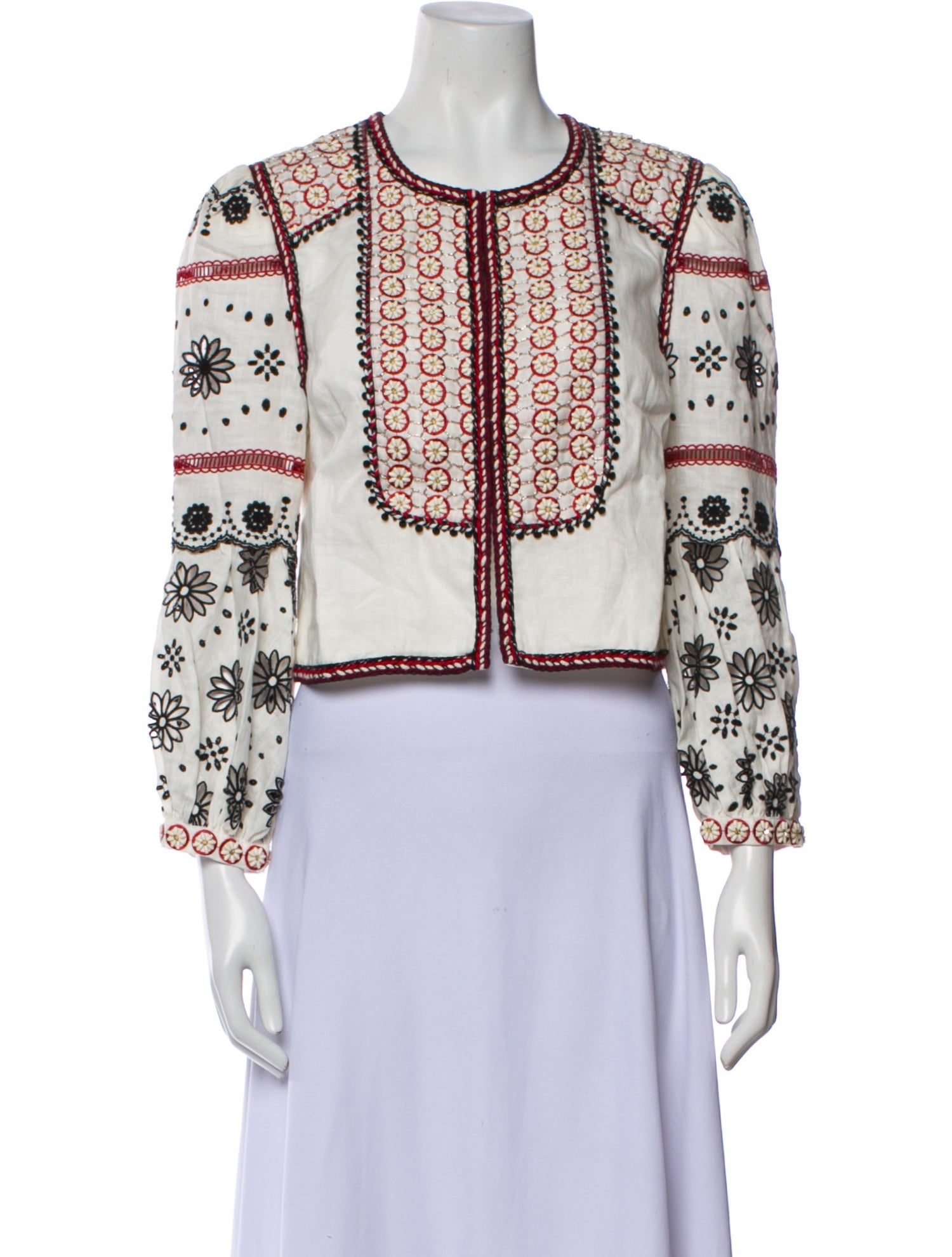 Veronica Beard Linen Floral Print Evening Jacket