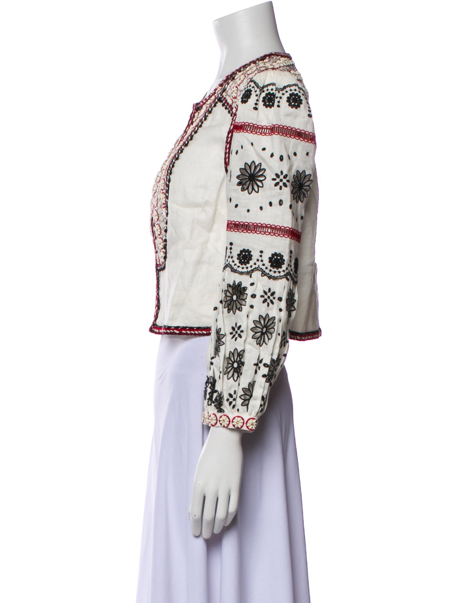 Veronica Beard Linen Floral Print Evening Jacket