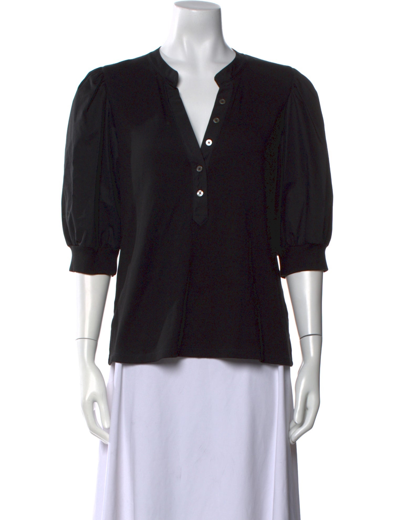 Veronica Beard V-Neck Three-Quarter Sleeve Blouse