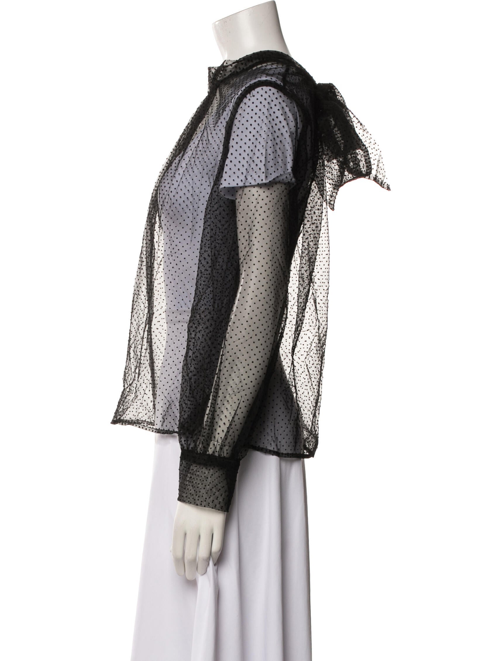 Veronica Beard Lace Pattern Mock Neck Blouse