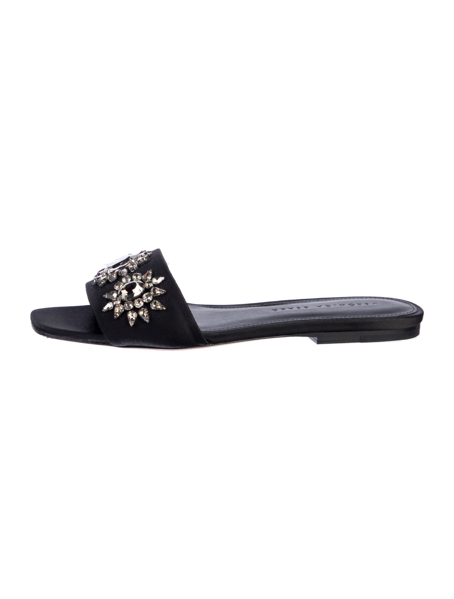 Veronica Beard Satin Crystal Embellishments Slides