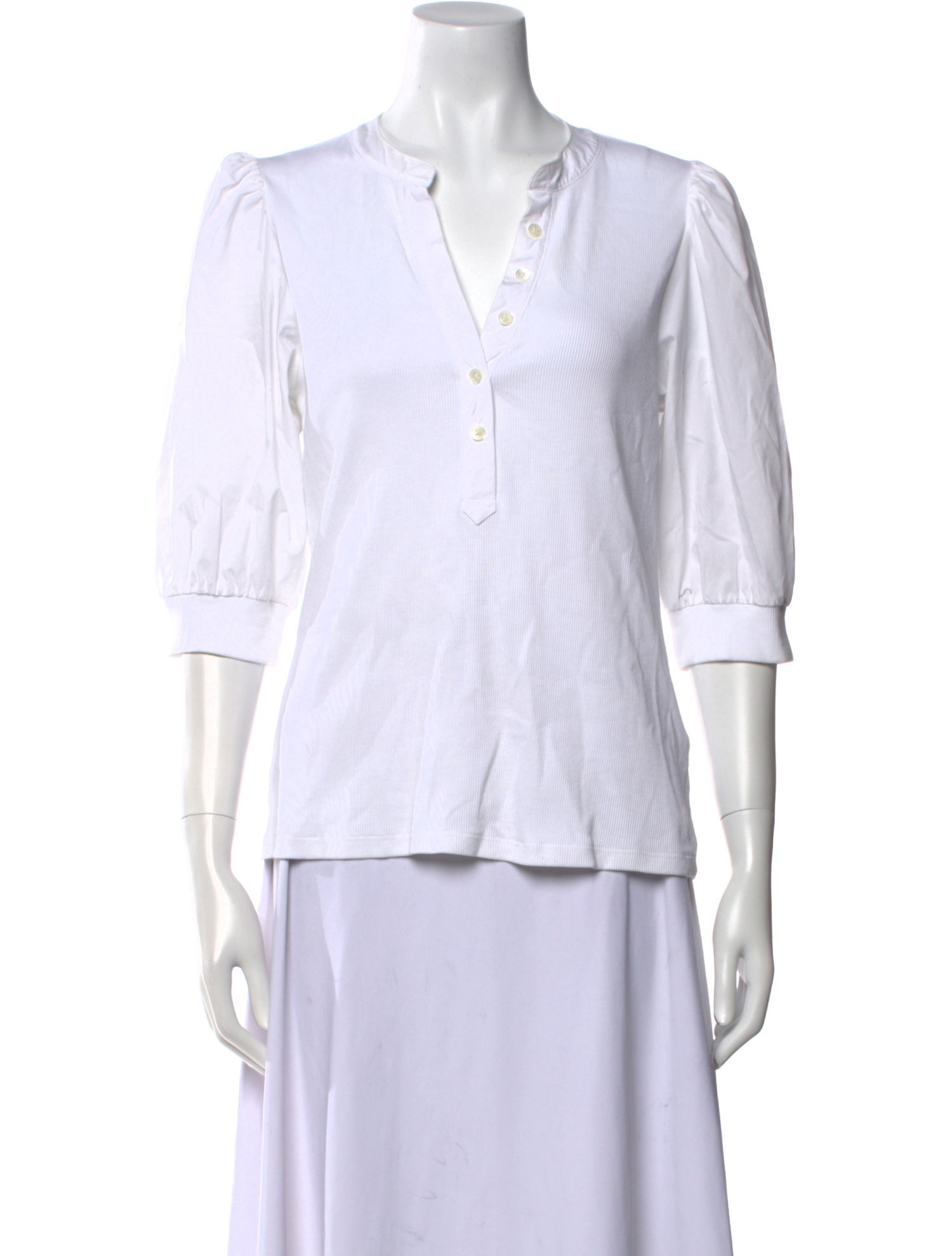 Veronica Beard V-Neck Three-Quarter Sleeve Top