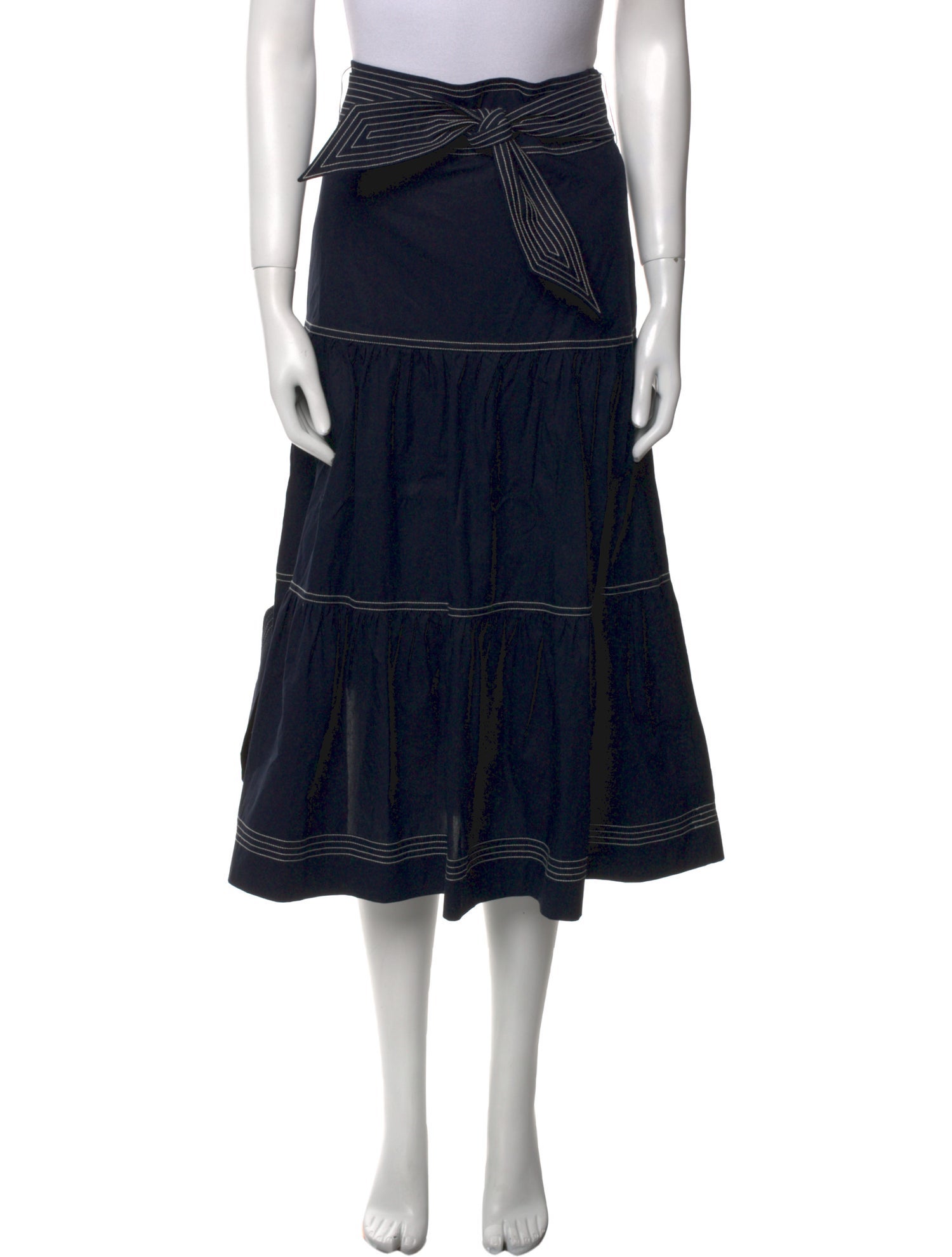 Veronica Beard Embroidered Accent Midi Length Skirt