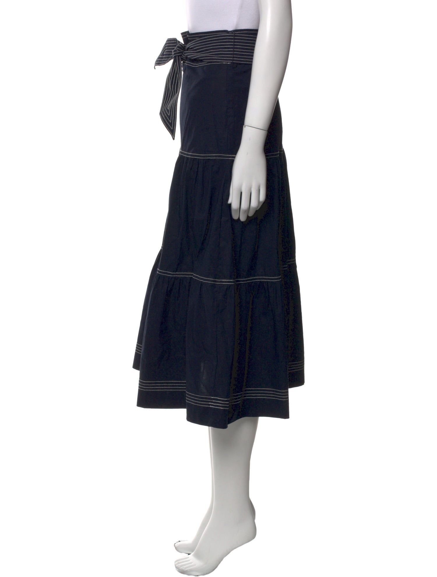 Veronica Beard Embroidered Accent Midi Length Skirt