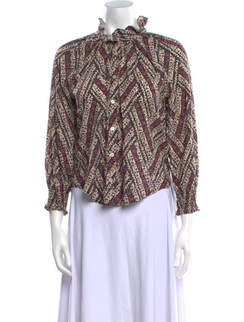 Veronica Beard Printed Mock Neck Blouse