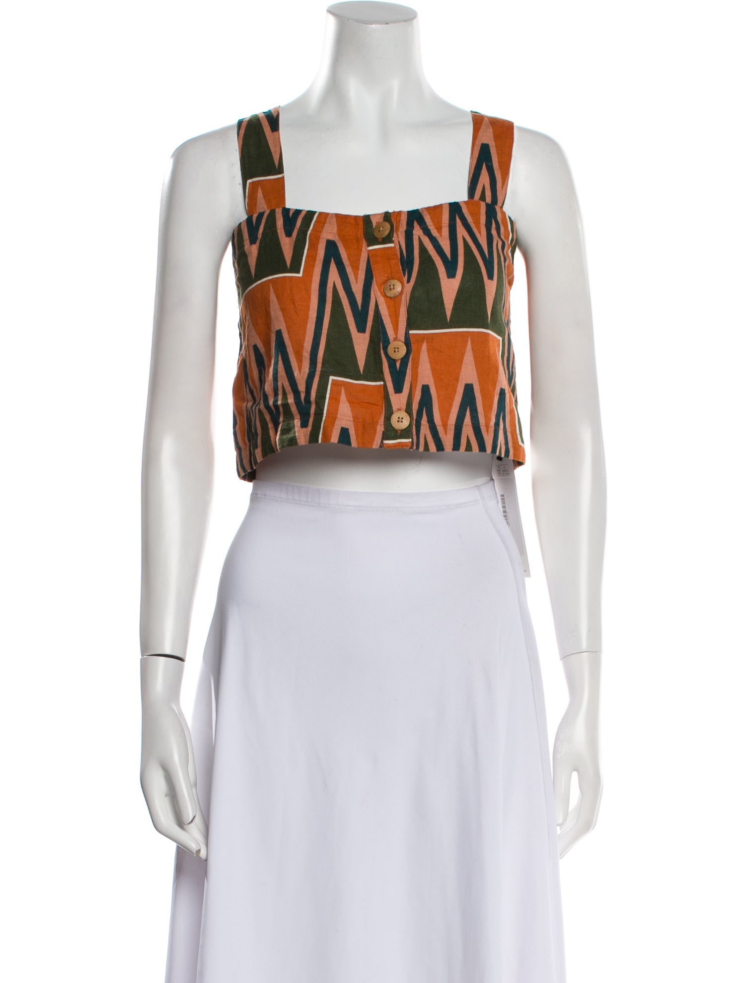 Veronica Beard Linen Printed Crop Top