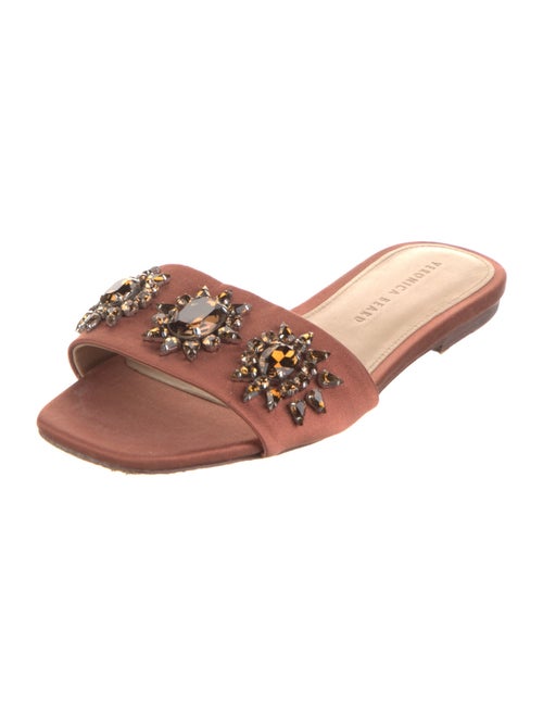 Veronica Beard Satin Crystal Embellishments Slides