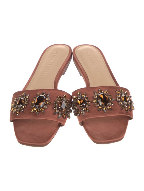 Veronica Beard Satin Crystal Embellishments Slides