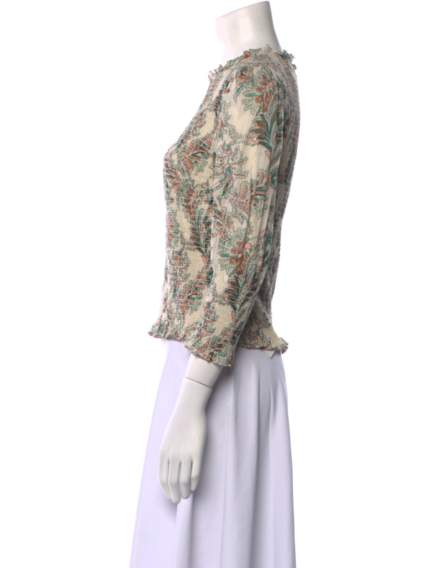 Veronica Beard Floral Print Crew Neck Blouse