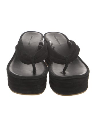 Veronica Beard Suede Floral Print Flip Flops