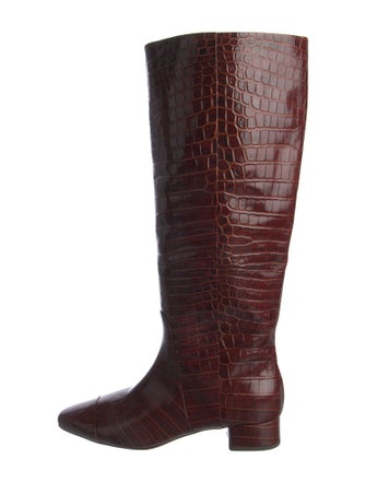 Veronica Beard Leather Animal Print Riding Boots