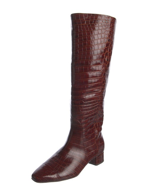 Veronica Beard Leather Animal Print Riding Boots