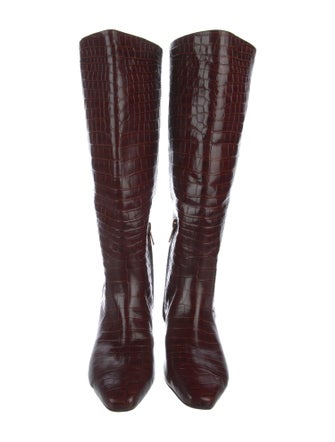 Veronica Beard Leather Animal Print Riding Boots
