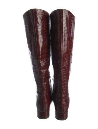 Veronica Beard Leather Animal Print Riding Boots