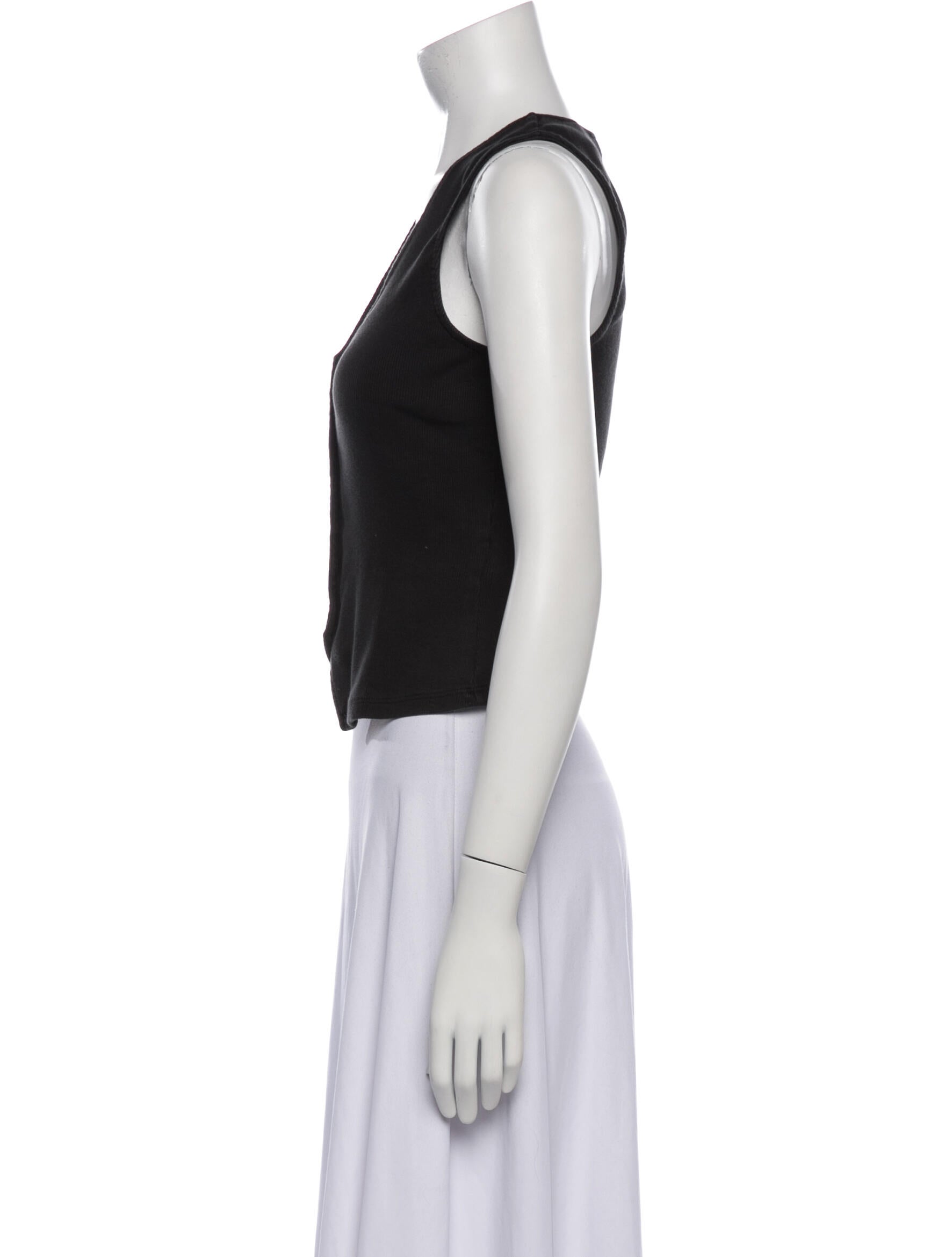 Veronica Beard V-Neck Sleeveless Crop Top