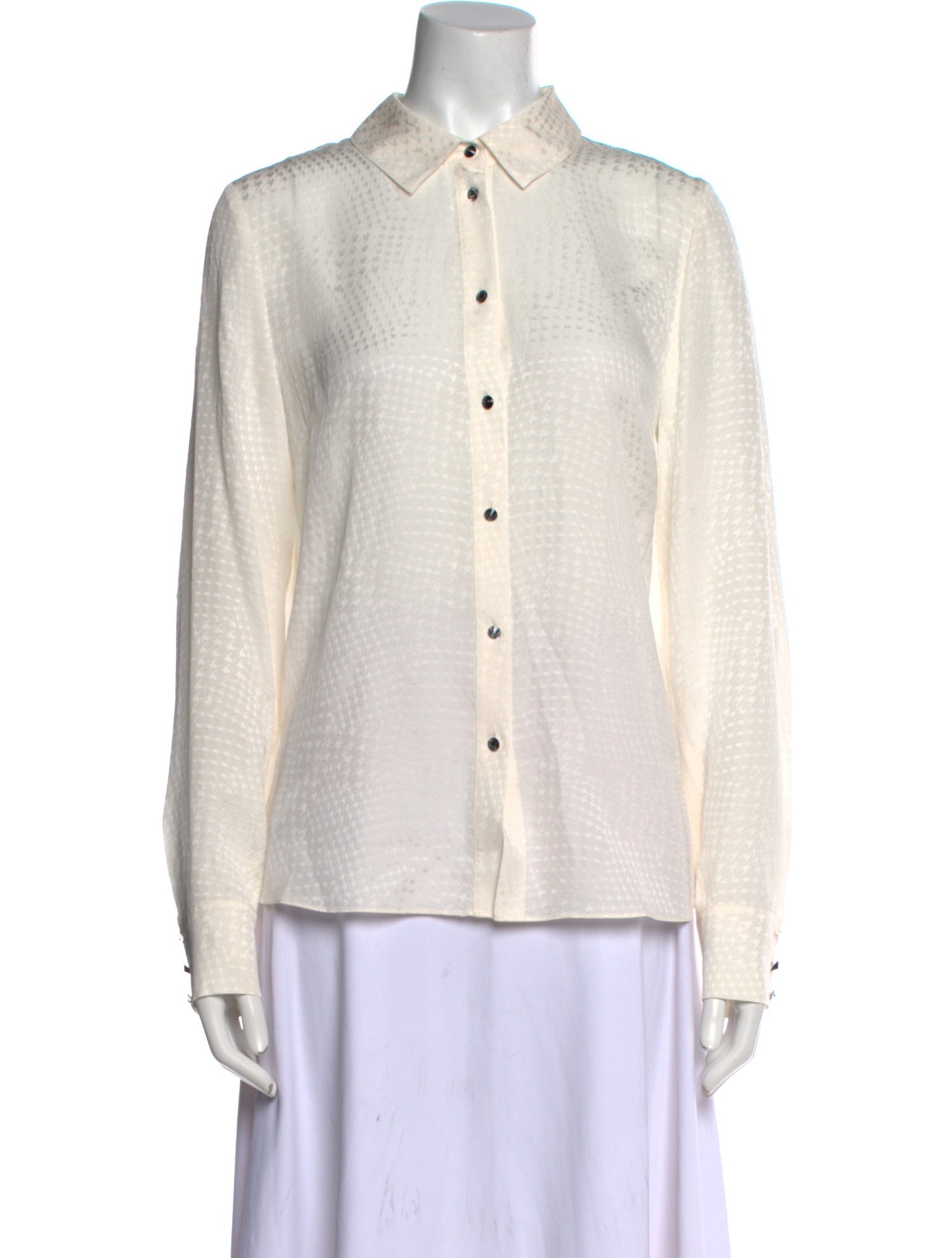 Veronica Beard Silk Long Sleeve Button-Up Top