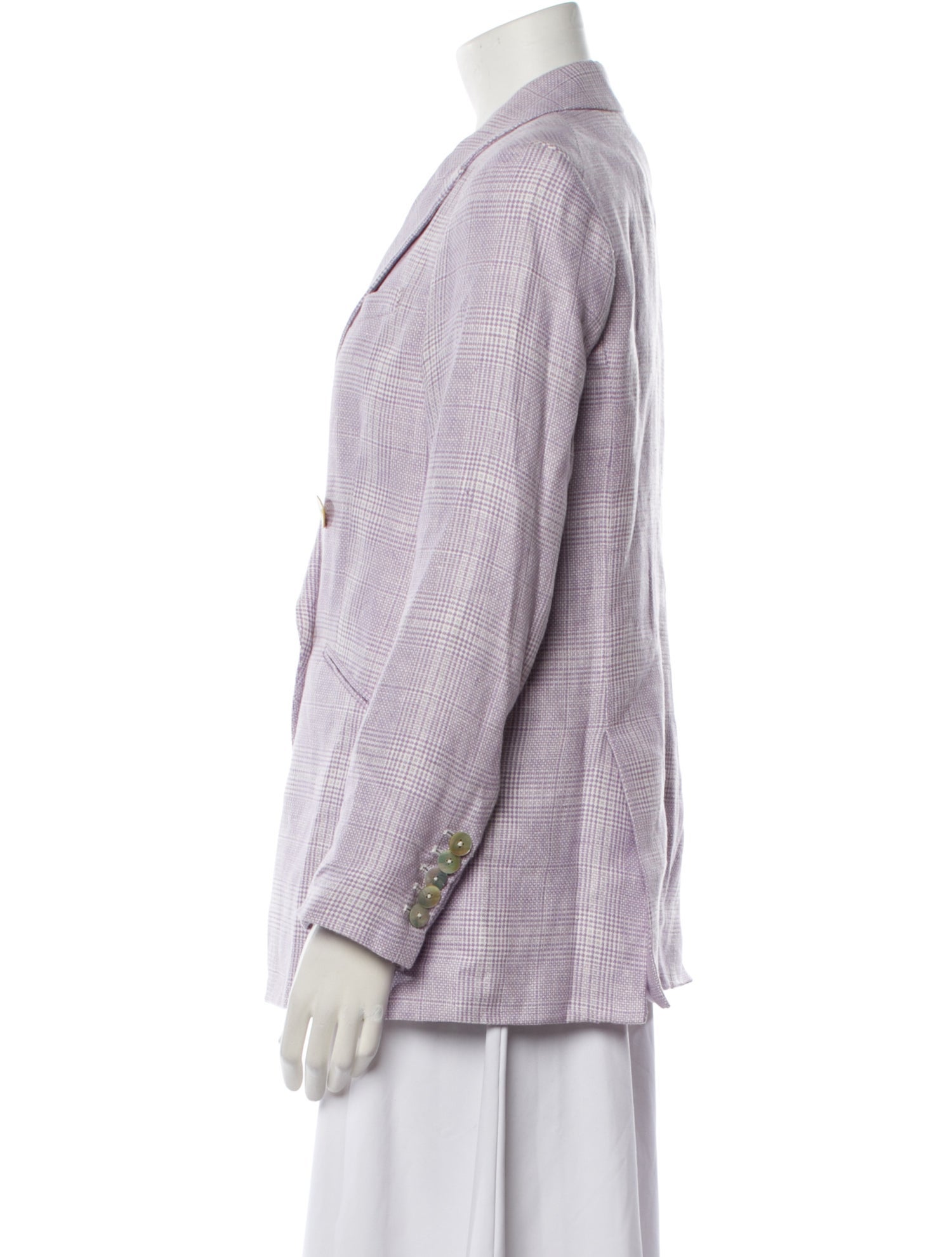 Veronica Beard Linen Plaid Print Blazer