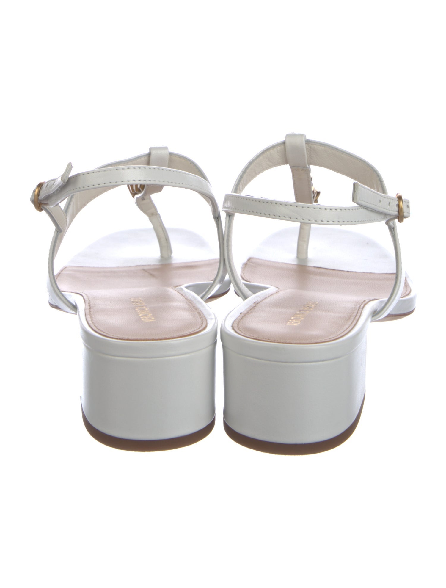 Veronica Beard Leather Chain-Link Accents T-Strap Sandals