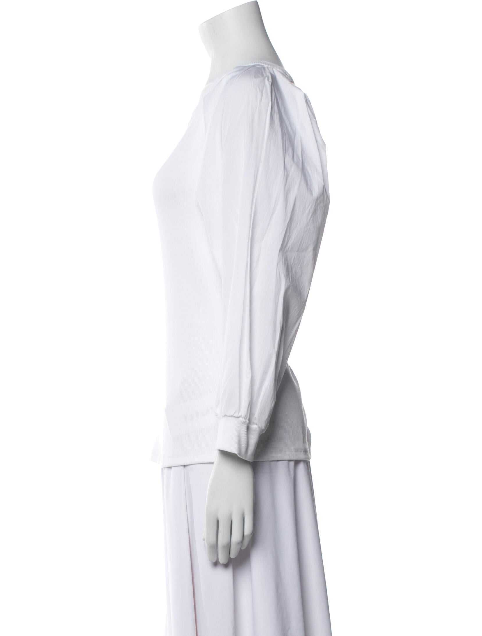 Veronica Beard Bateau Neckline Three-Quarter Sleeve Top