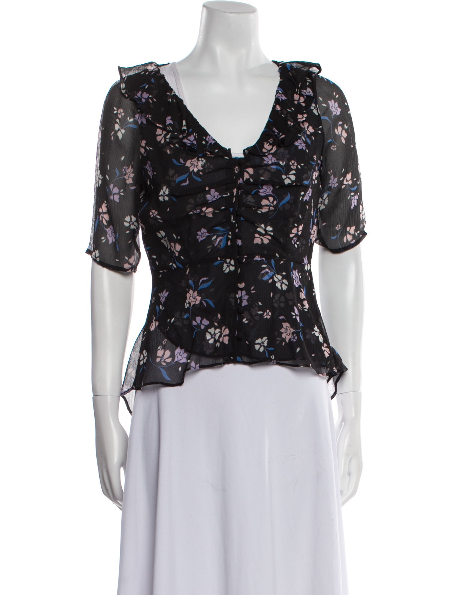 Veronica Beard Silk Floral Print Blouse