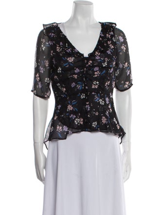 Veronica Beard Silk Floral Print Blouse