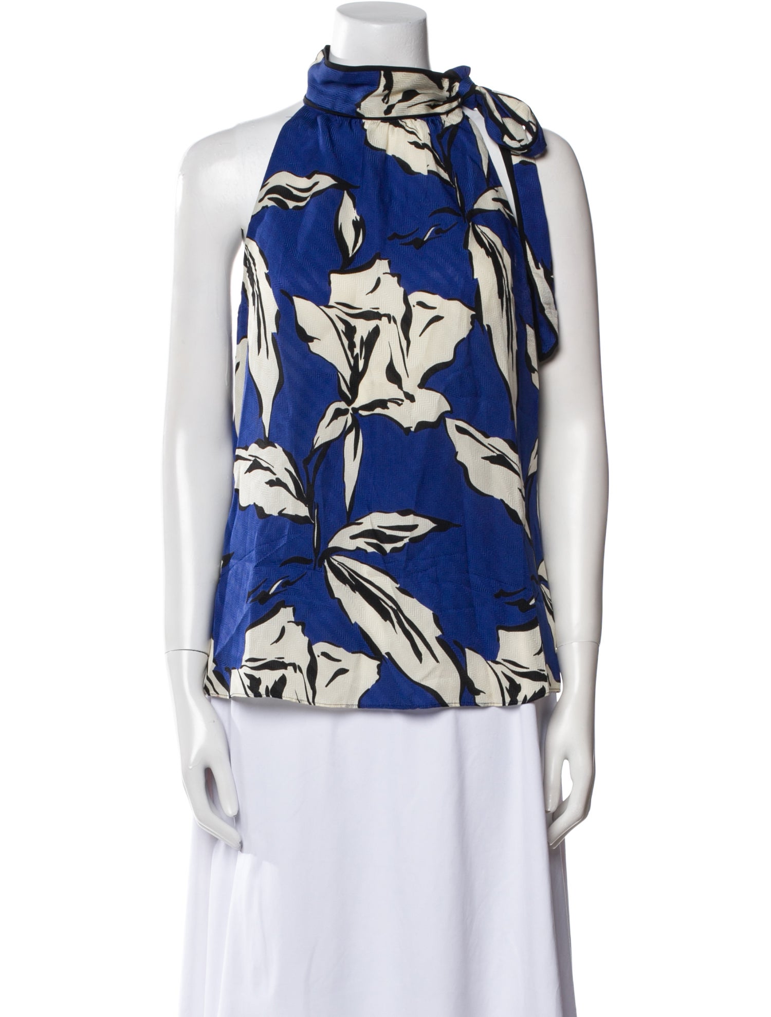 Veronica Beard Floral Print Mock Neck Blouse