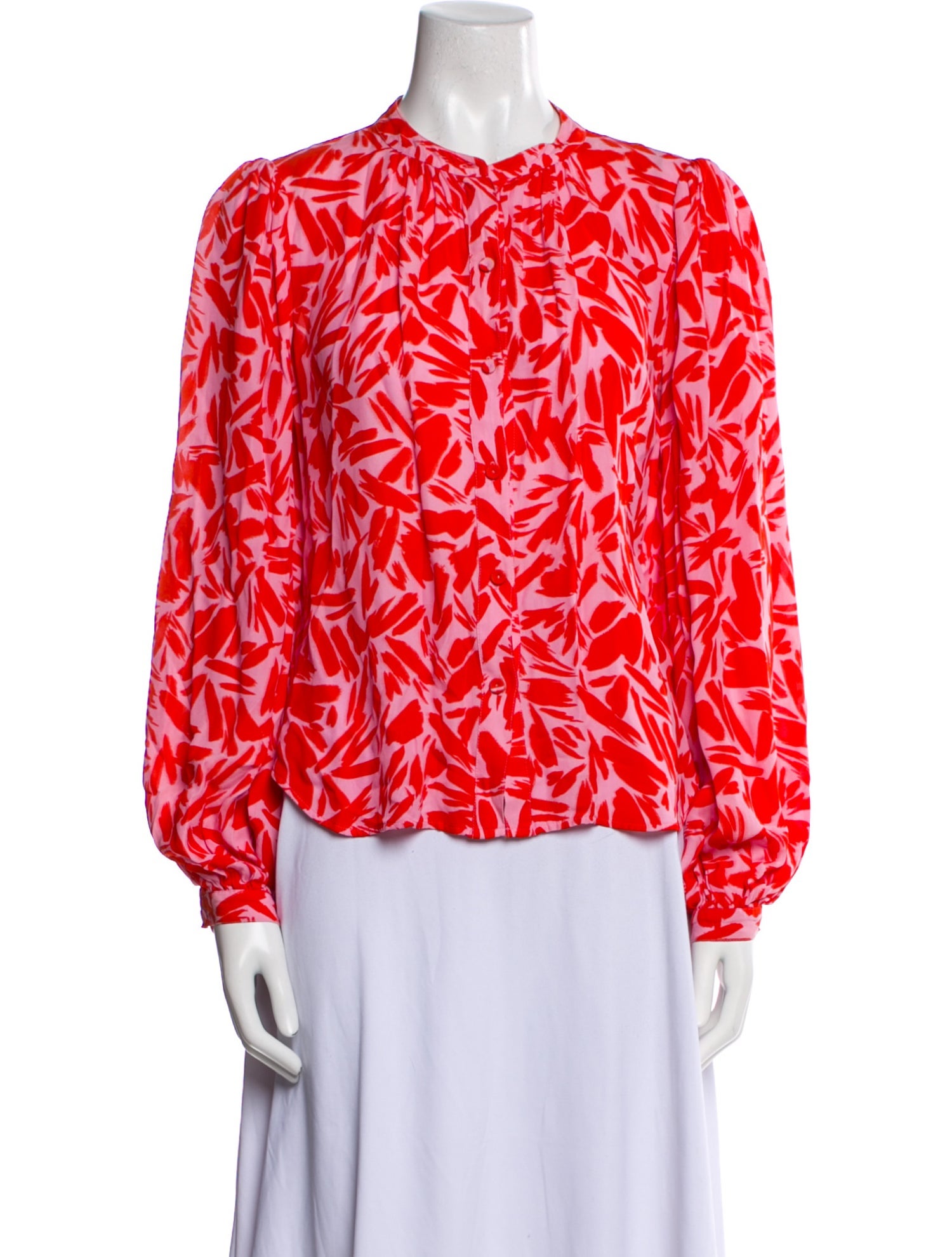 Veronica Beard Printed Mock Neck Blouse