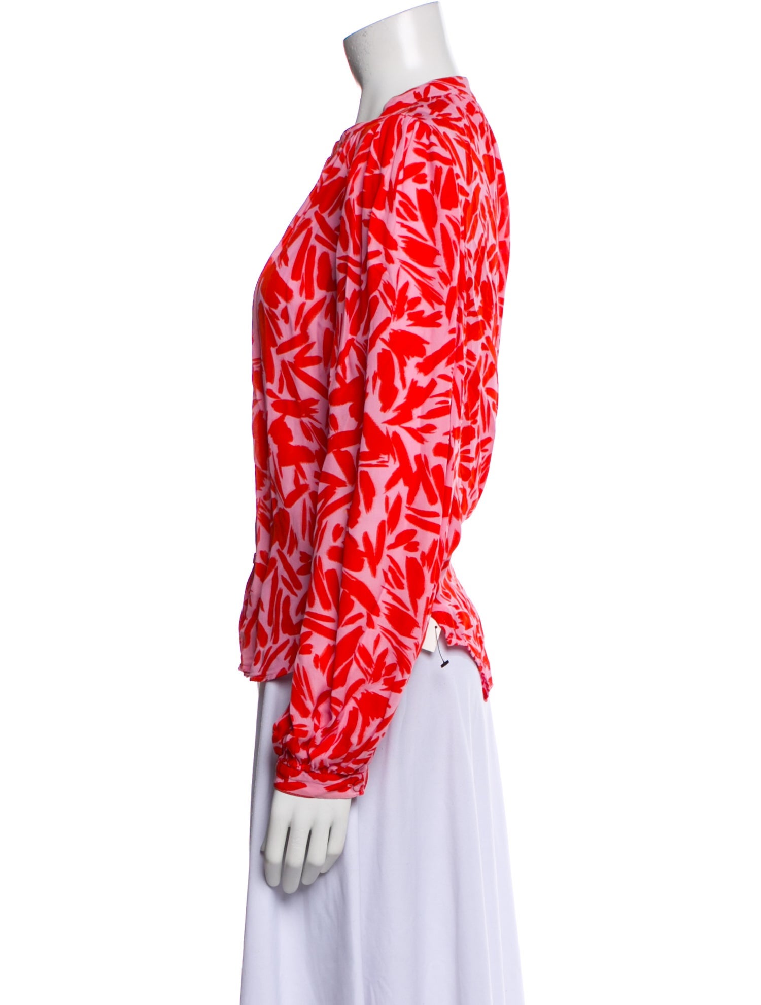 Veronica Beard Printed Mock Neck Blouse