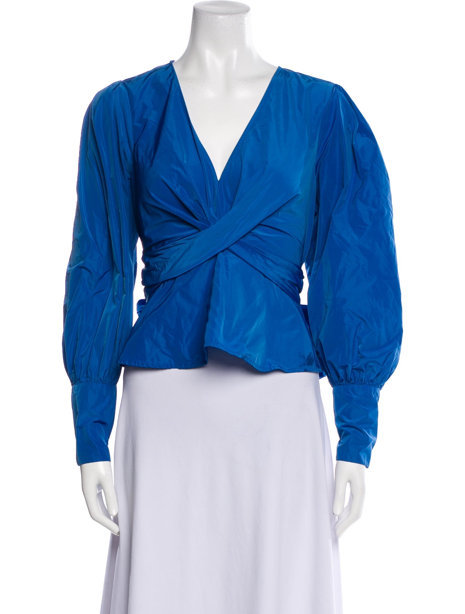 Veronica Beard V-Neck Long Sleeve Crop Top