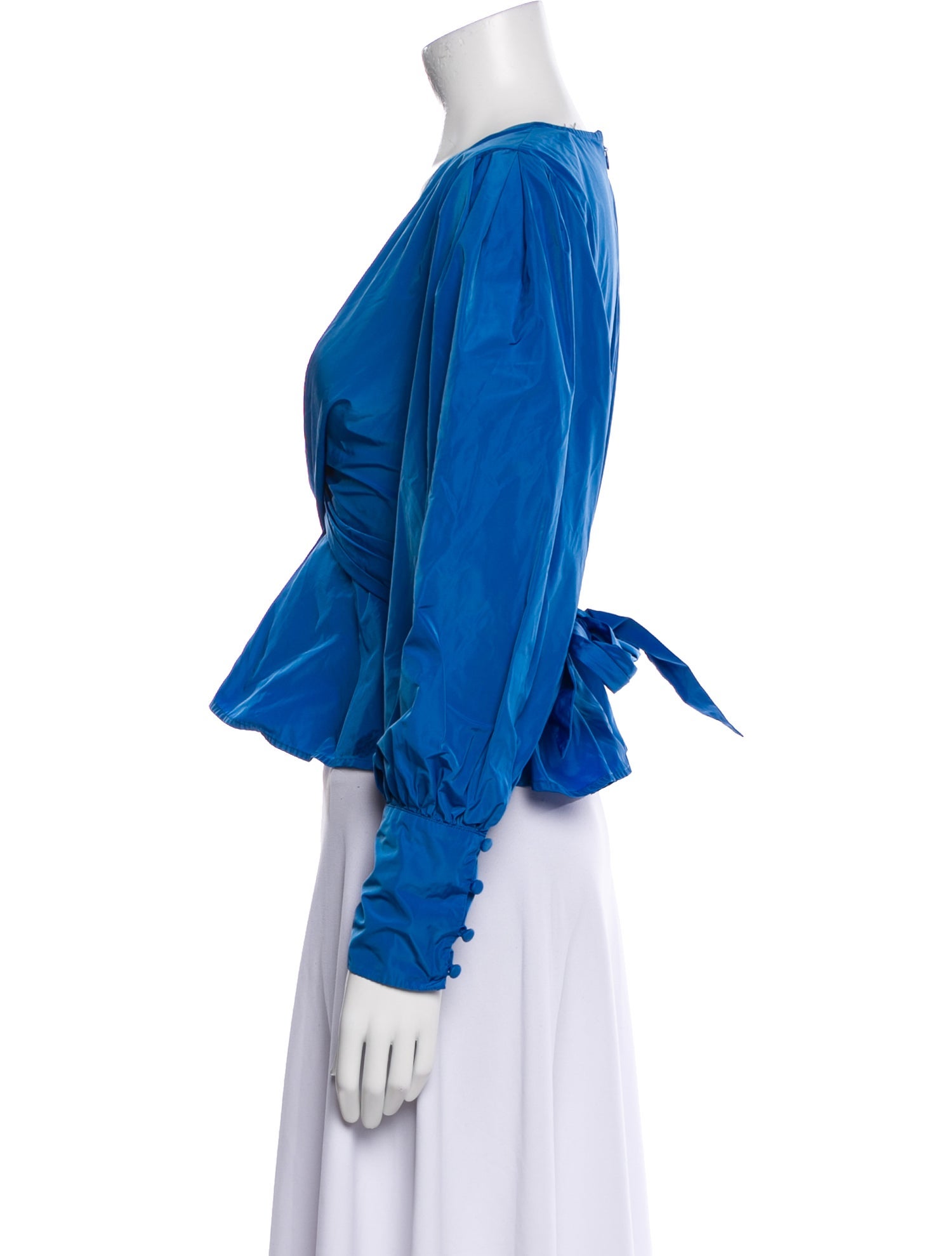 Veronica Beard V-Neck Long Sleeve Crop Top