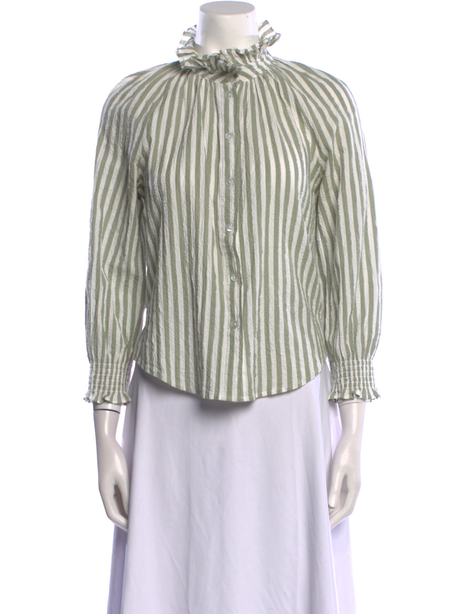 Veronica Beard Striped Mock Neck Blouse