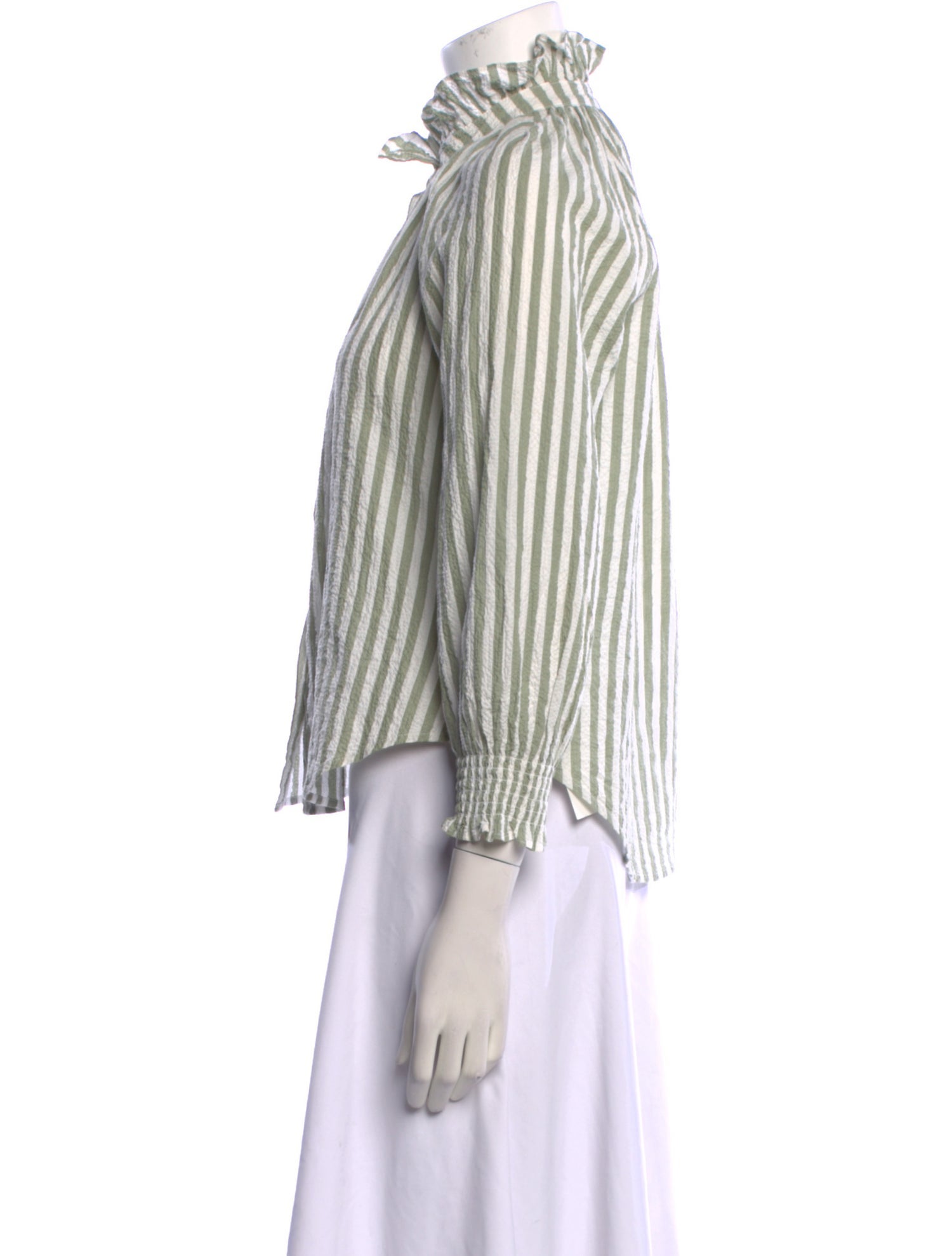 Veronica Beard Striped Mock Neck Blouse