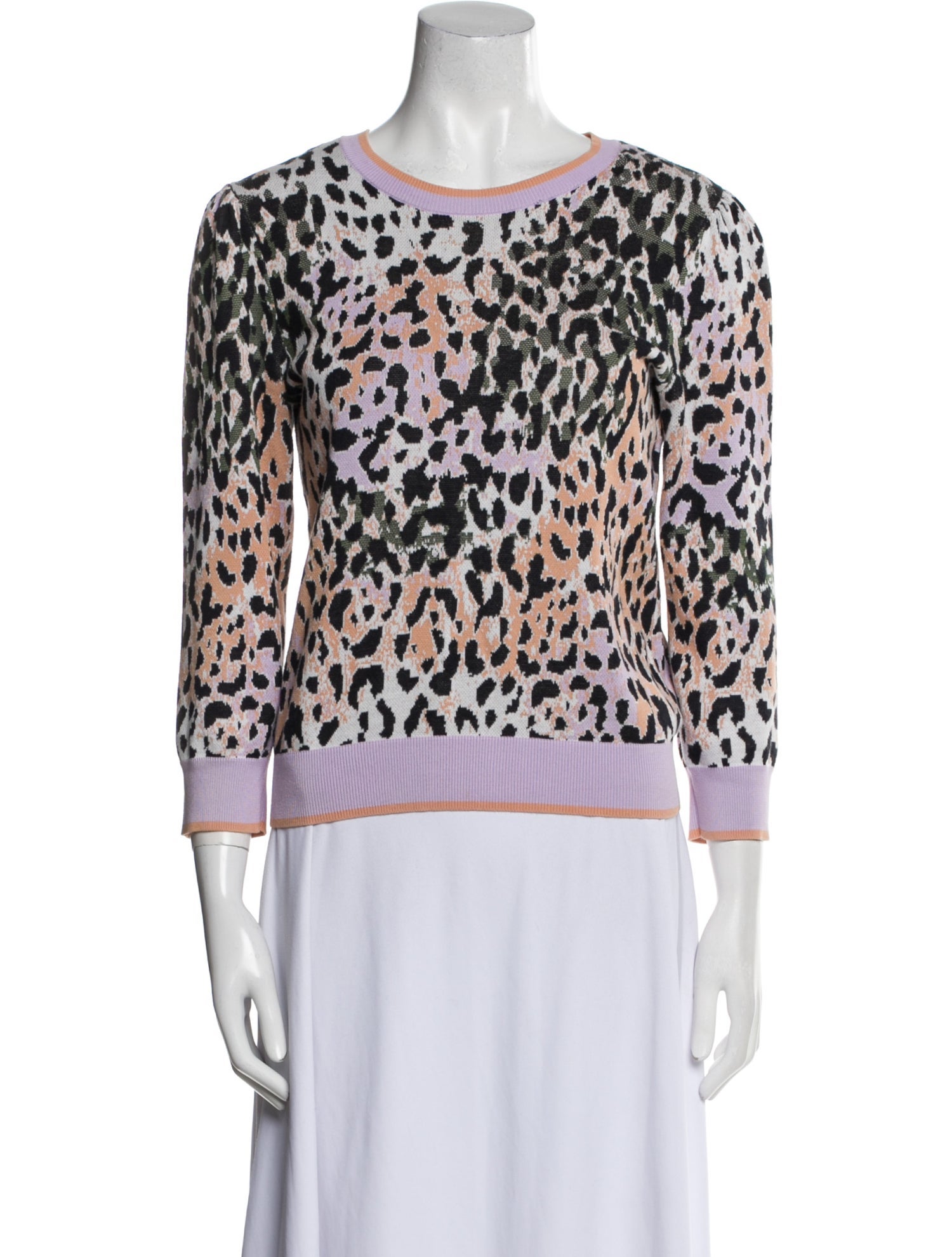 Veronica Beard Animal Print Crew Neck Sweater