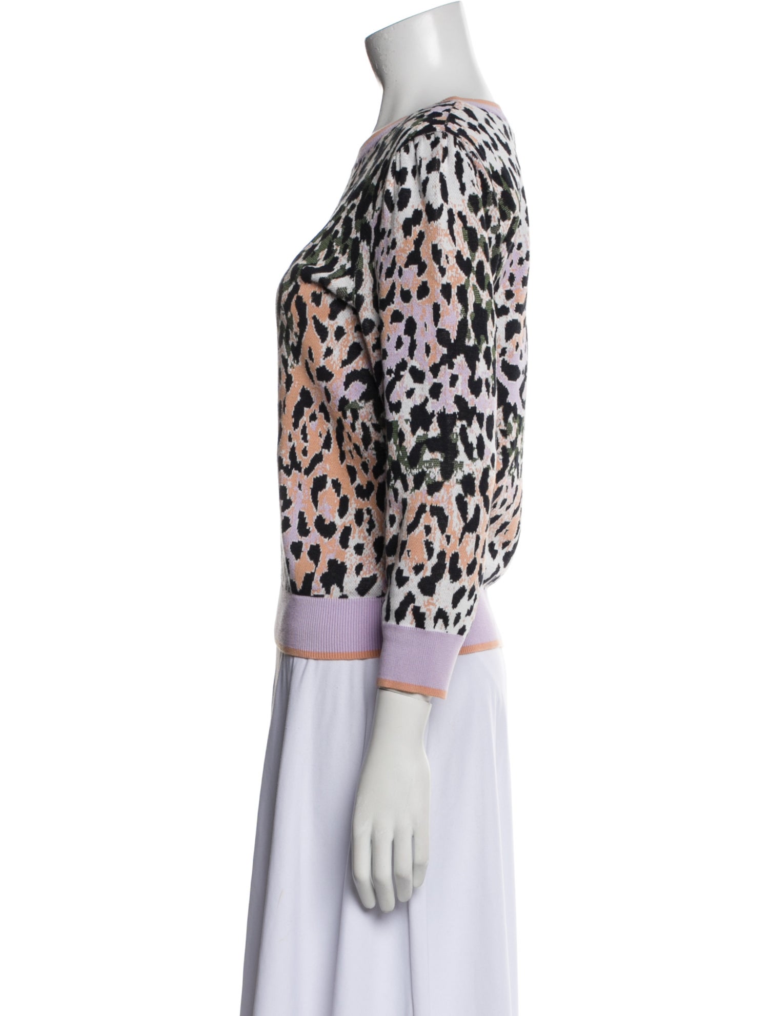 Veronica Beard Animal Print Crew Neck Sweater