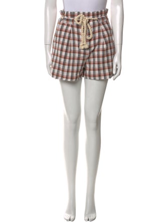 Veronica Beard Plaid Print Mini Shorts