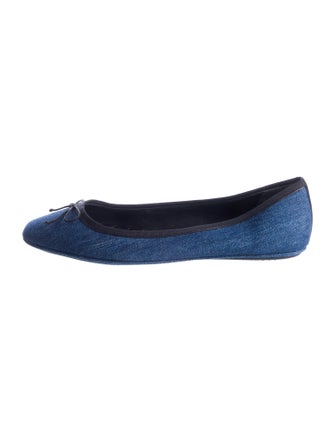 Veronica Beard Denim Bow Accents Ballet Flats