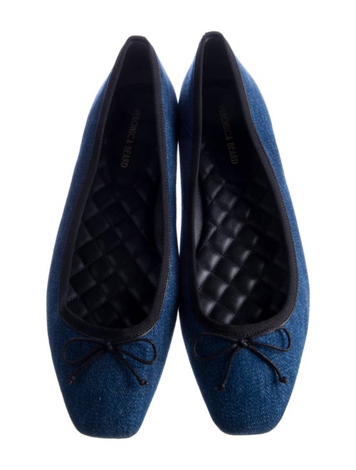 Veronica Beard Denim Bow Accents Ballet Flats