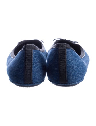 Veronica Beard Denim Bow Accents Ballet Flats