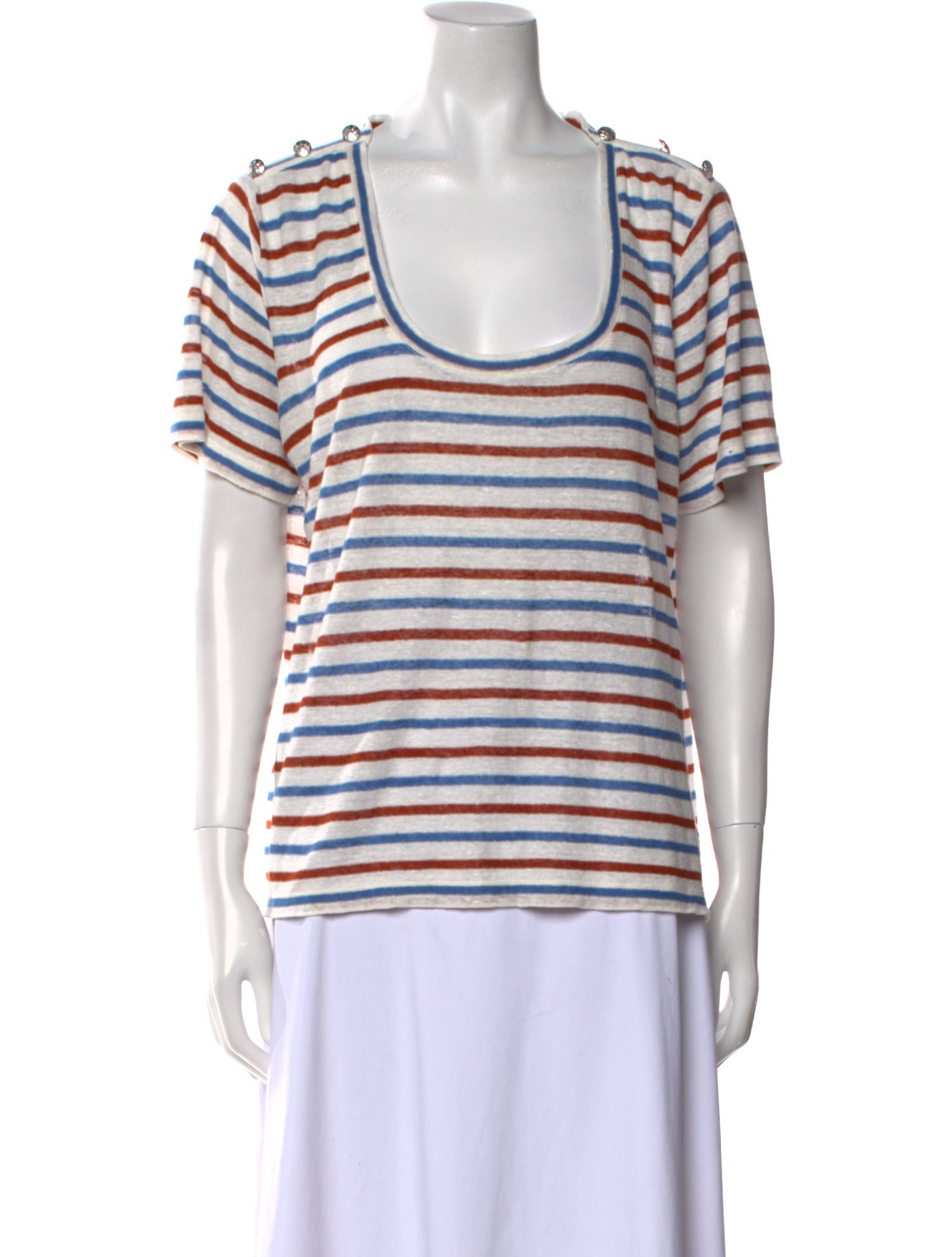Veronica Beard Linen Striped T-Shirt