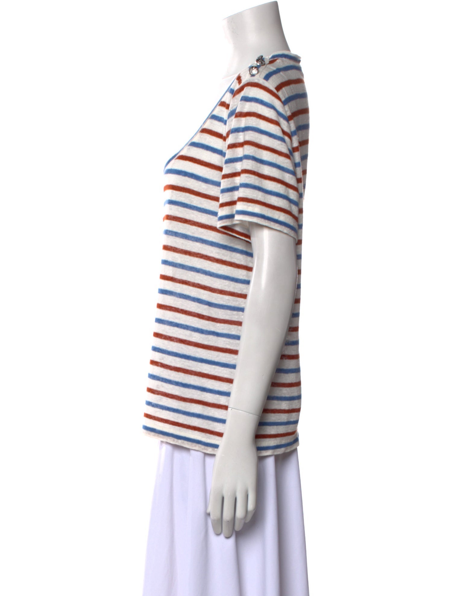 Veronica Beard Linen Striped T-Shirt