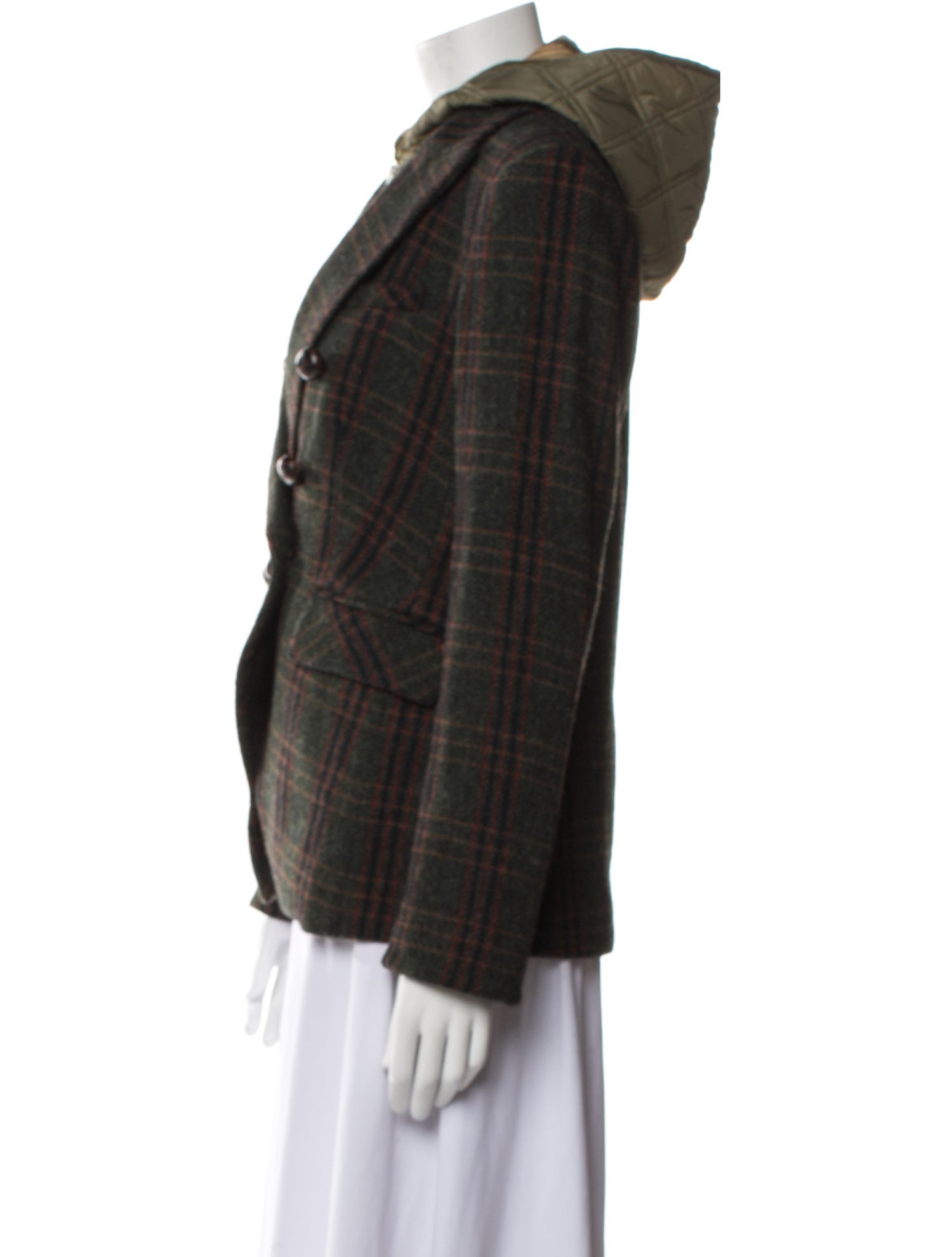 Veronica Beard Virgin Wool Plaid Print Coat