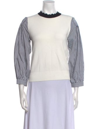 Veronica Beard Striped Crew Neck Sweatshirt