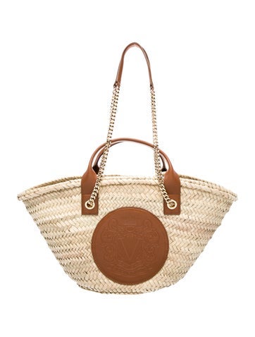 Veronica Beard Handle Bags Straw Top Bag